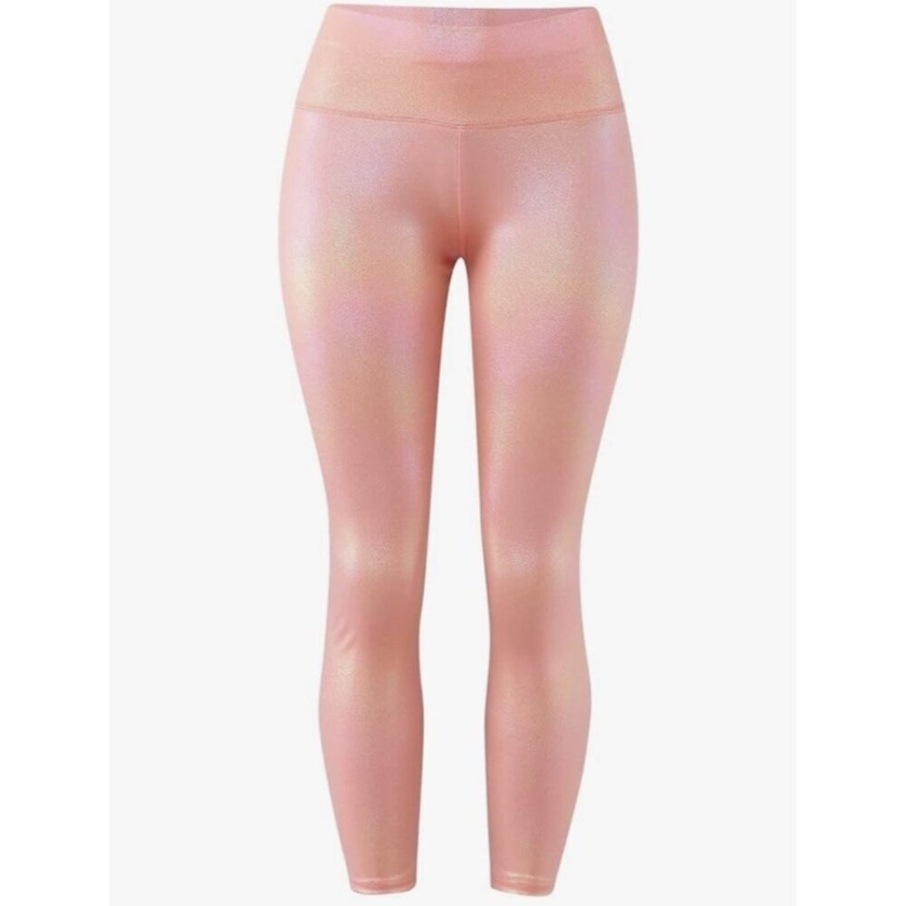 Elle Athletix Coral Iridescent Athletic Yoga Gym Workout Leggings Size Small